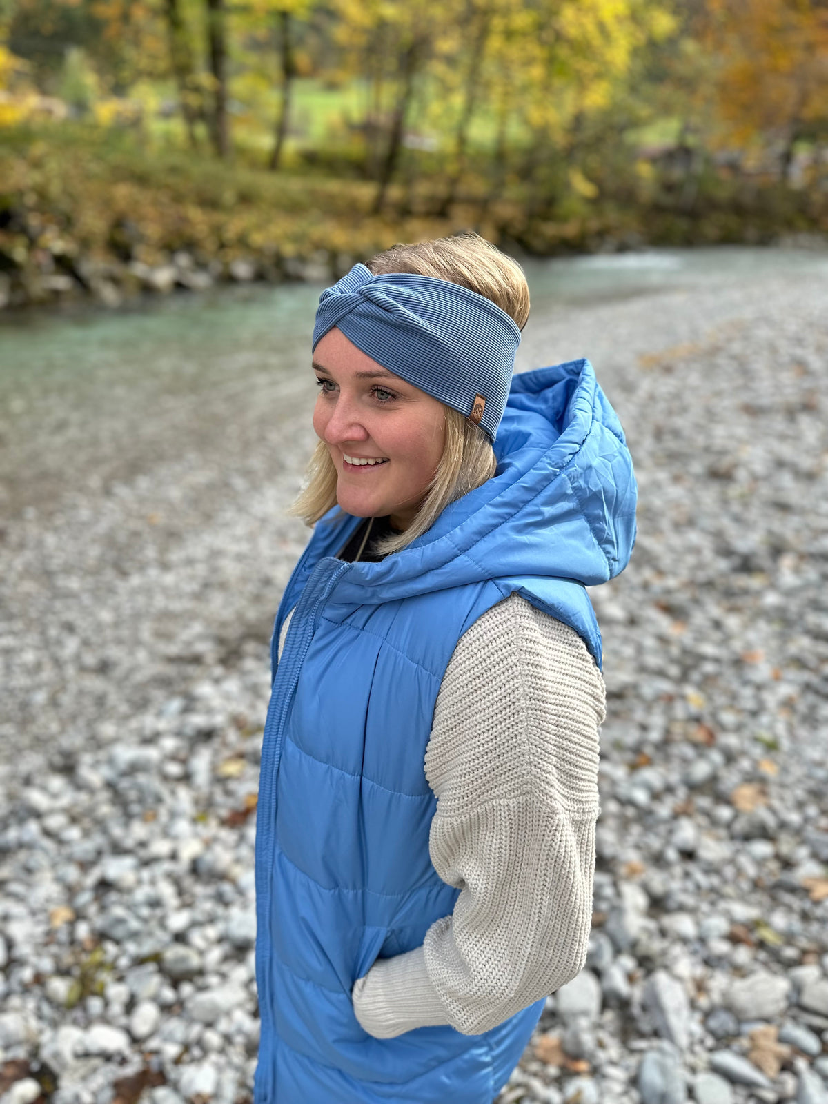 Knotenstirnband Rib jeansblau