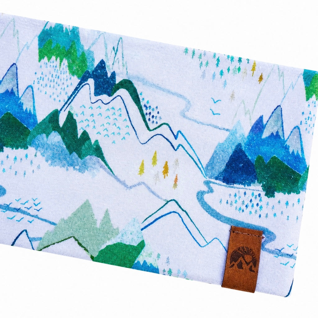 Jerseystirnband „Mountains“ blau/grün