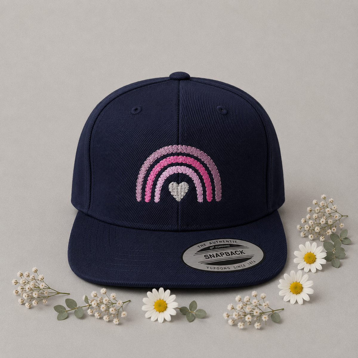 Kindercap „Regenbogen“ navy pink/rosa