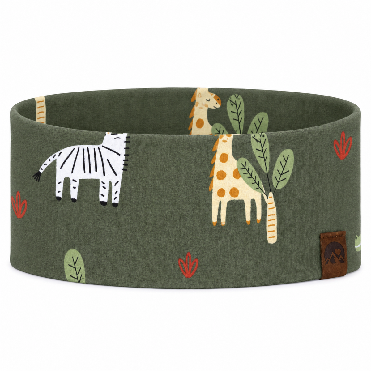 Kinderstirnband „Zootiere“ olivgrün