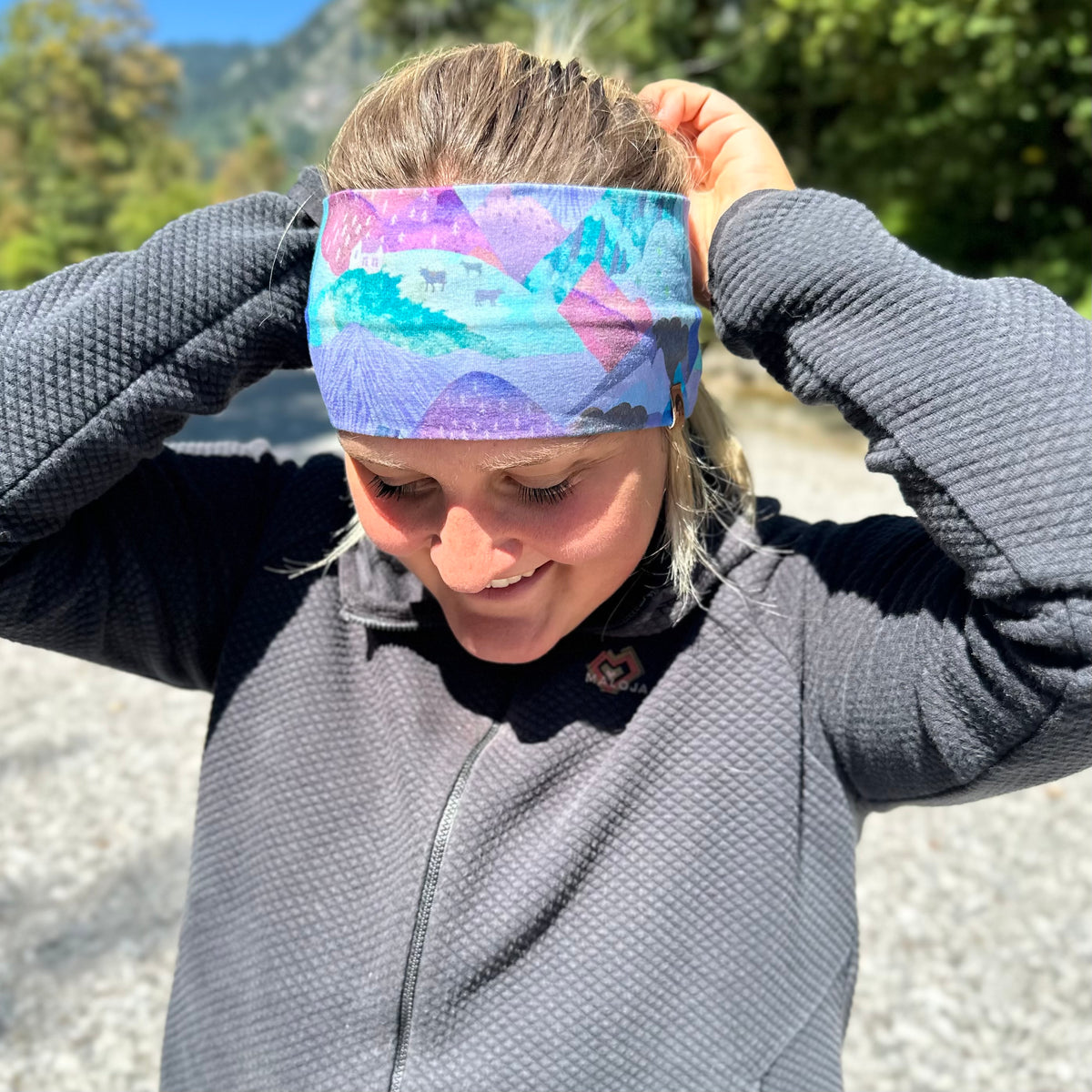 Jerseystirnband „Mountains“ blau/lila