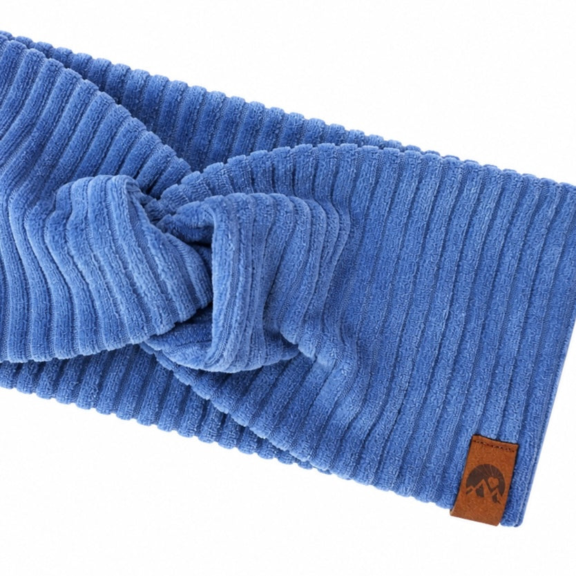 Knotenstirnband Cord jeansblau